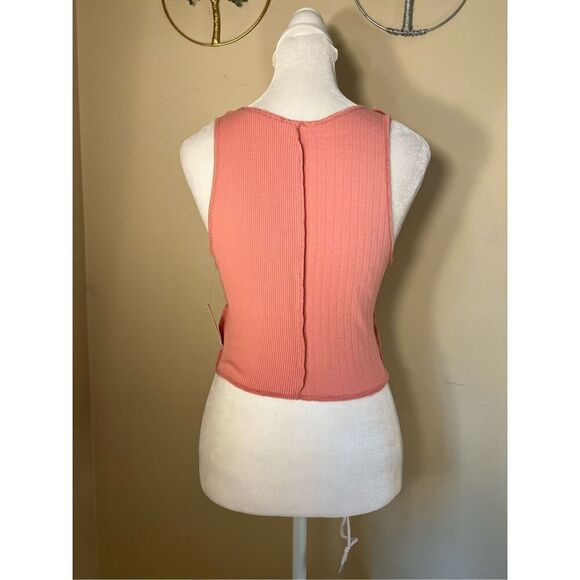 NWT! American Eagle Pink Mixed Knit Crop Top Small - Picture 7 of 7